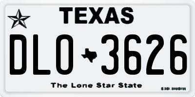 TX license plate DLO3626