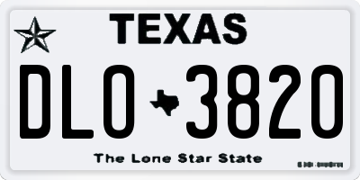 TX license plate DLO3820