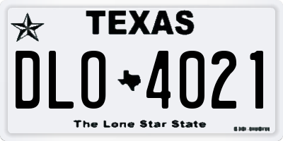TX license plate DLO4021