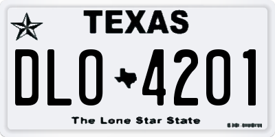 TX license plate DLO4201