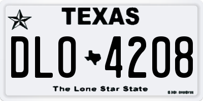 TX license plate DLO4208