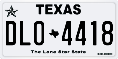 TX license plate DLO4418