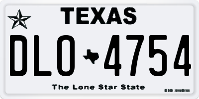TX license plate DLO4754