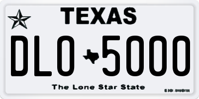 TX license plate DLO5000