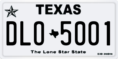 TX license plate DLO5001