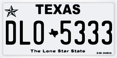 TX license plate DLO5333