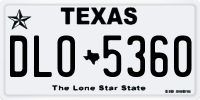 TX license plate DLO5360