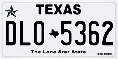 TX license plate DLO5362