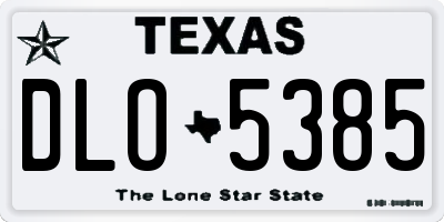 TX license plate DLO5385
