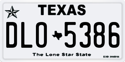 TX license plate DLO5386