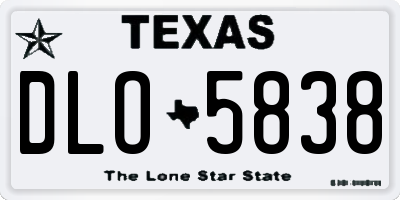 TX license plate DLO5838