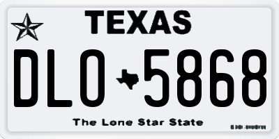 TX license plate DLO5868