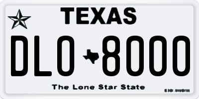 TX license plate DLO8000