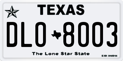 TX license plate DLO8003