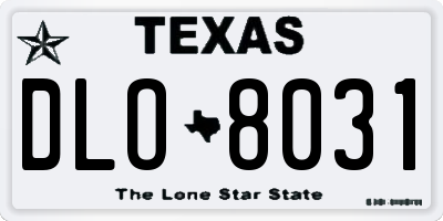 TX license plate DLO8031
