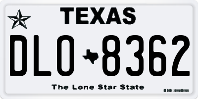 TX license plate DLO8362
