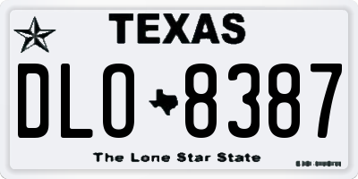 TX license plate DLO8387