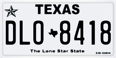 TX license plate DLO8418