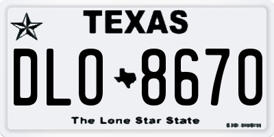TX license plate DLO8670