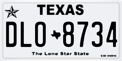 TX license plate DLO8734