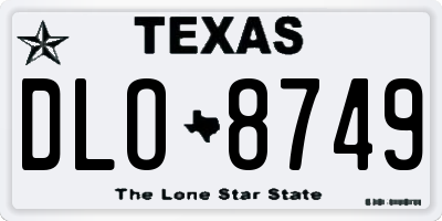 TX license plate DLO8749