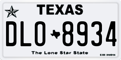 TX license plate DLO8934