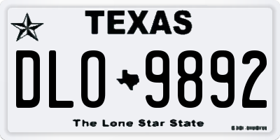 TX license plate DLO9892