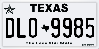 TX license plate DLO9985