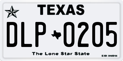 TX license plate DLP0205
