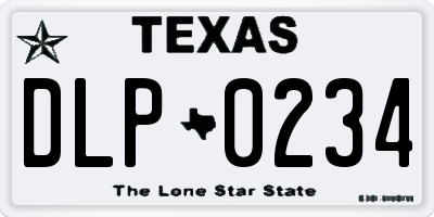 TX license plate DLP0234