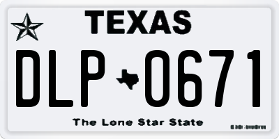 TX license plate DLP0671