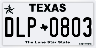 TX license plate DLP0803