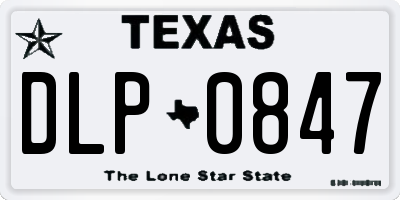 TX license plate DLP0847