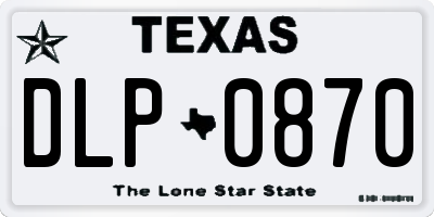 TX license plate DLP0870
