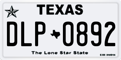 TX license plate DLP0892