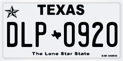TX license plate DLP0920