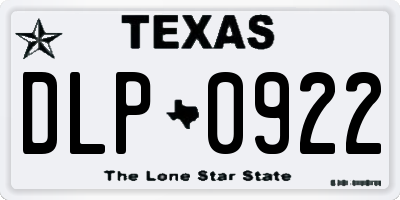 TX license plate DLP0922