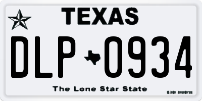 TX license plate DLP0934