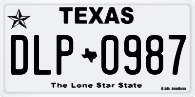 TX license plate DLP0987