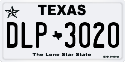 TX license plate DLP3020
