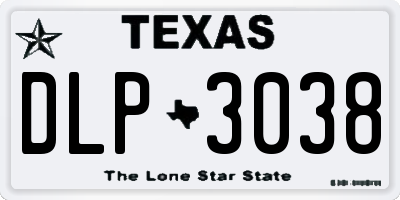 TX license plate DLP3038