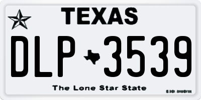 TX license plate DLP3539