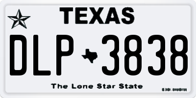 TX license plate DLP3838