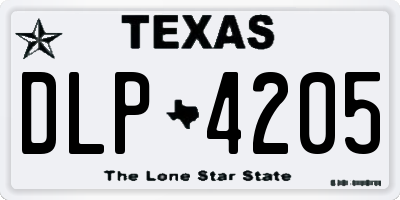 TX license plate DLP4205