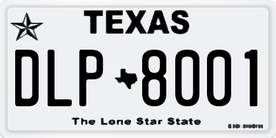 TX license plate DLP8001