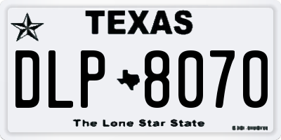 TX license plate DLP8070