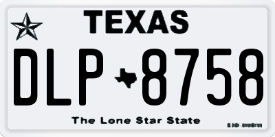 TX license plate DLP8758