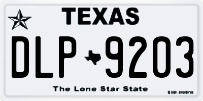 TX license plate DLP9203