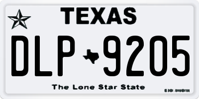TX license plate DLP9205