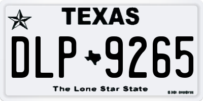 TX license plate DLP9265